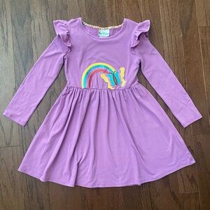 Long Sleeve Butterfly Appliqué Dress